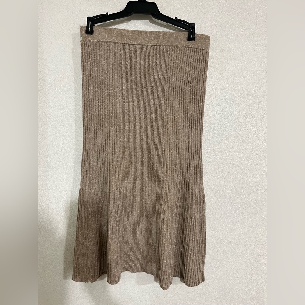 Alfani knit A line midi skirt gold shimmer s S NWOT